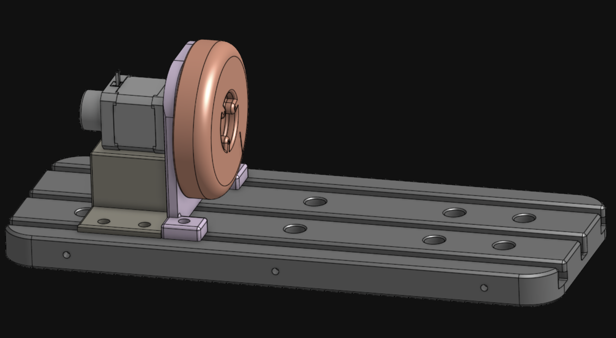 CAD render of the clock-spring FFC wire testbed
